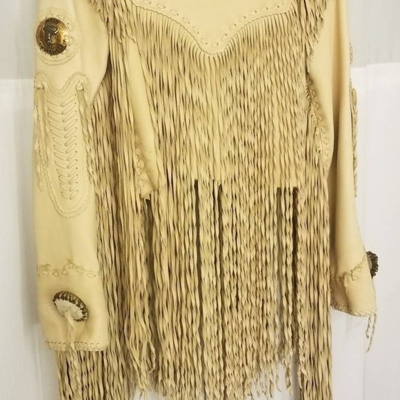Real leather and antler fringe jacket NWOT - Picture 3 of 4